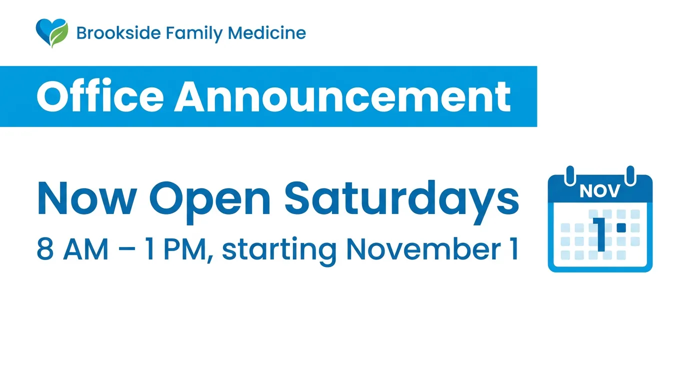 Example custom screen: Office announcement: now open Saturdays