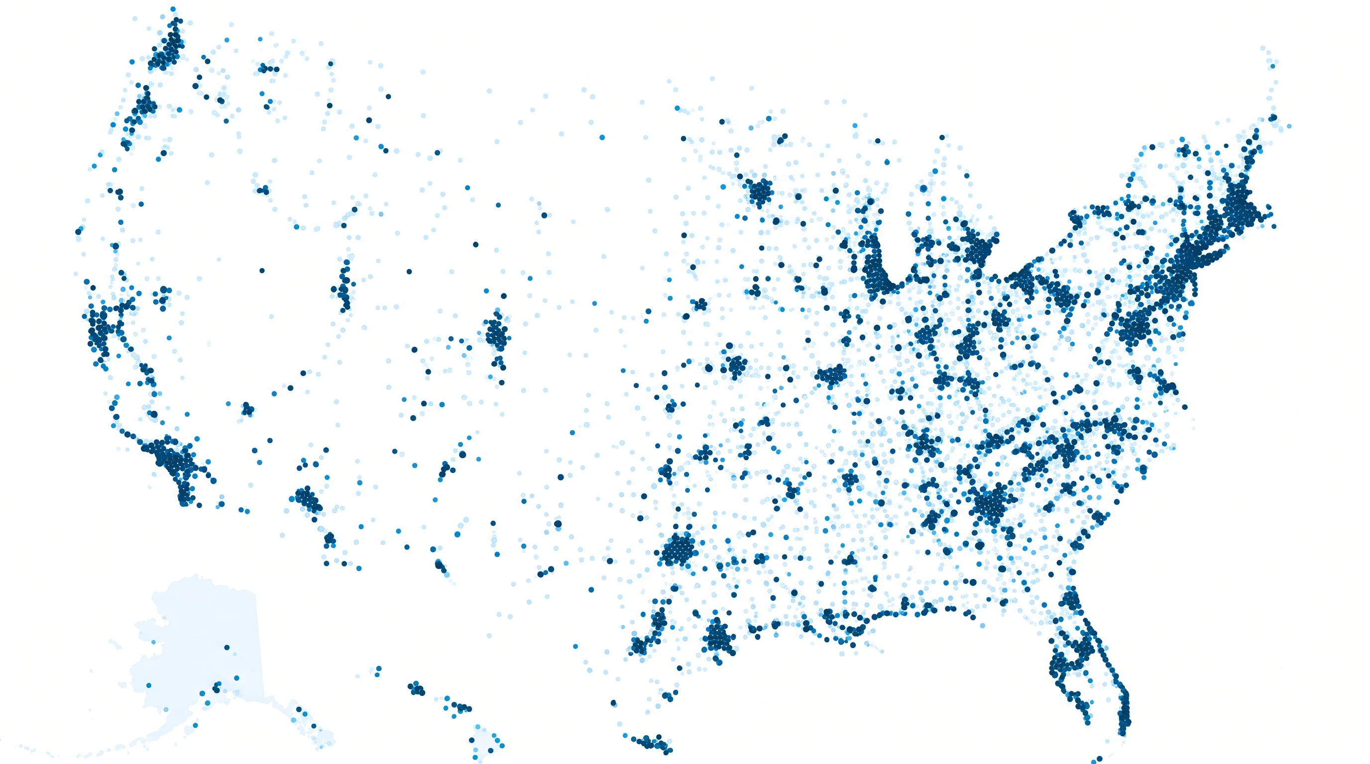 Map of the United States showing the Constant Media healthcare office network